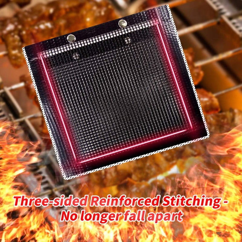 YBB حقيبة مشبك للشواء YBB 2 قطعة مع فرشاة سيليكون 2 قطعة، حقيبة شواء PTFE كبيرة غير لاصقة مقاومة للحرارة قابلة لإعادة الاستخدام سهلة التنظيف لحفلات الشواء في الهواء الطلق هدية يوم الأب - Image 2